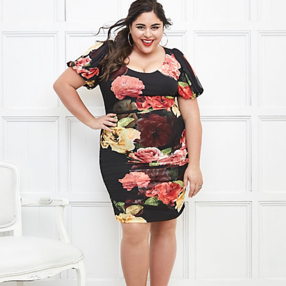 NWT Le Chateau ROXY Earle Floral Ruched Sheath Dress sz 22 (still in packaging!)